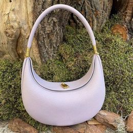 Songmont luna half moon shoulder bag designer crossbody bags underarm handle multi function foggy texture leather womens shoulder bags purple white xb076