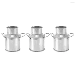 Vases 3 Pcs Milk Jug Tin Bucket House Small Bud Tiny Accessories Decorating Ideas Miniature Accessory Iron Child