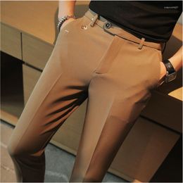 Men's Suits Fashion Letter Embroidery Suit Pants For Men Slim Casual Business Dress Trousers Office Social Clothing 2023