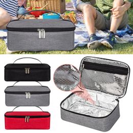 Dinnerware Small Insulated Lunch Box Portable Soft Bag Double Zipper Cooler Thermal Meal Tote Kit With Handle For Work & School