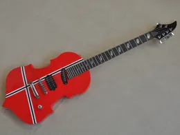 Unusual Shape Body Red Electric Guitar with Chrome Hardware Clock Pattern Inlays can be Customised