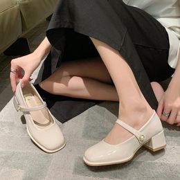 Dress Shoes Ladies On Sale 2023 Brand Closed Toe Women's High Heels Outdoor Concise Square Heel Female