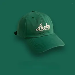 Ball Caps Lucky Letter Embroidery Baseball Cap Ladies Summer Fashion Sun Hats Men Wide Brim Casual Back Buckle Peaked Hip Hop Hat