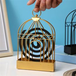 Hooks & Rails Nordic Style Birdcage Shape Summer Day Iron Mosquito Repellent Incenses Rack Plate Home Decoration Creative Coil HolderHooks