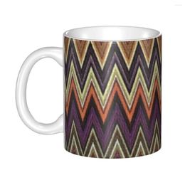 Mugs DIY Zigzag Continuous Design Ceramic Mug Customised Geometric Camouflage Coffee Cups Creative Present