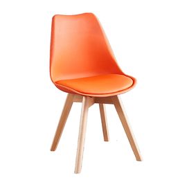 Factory Direct Cheap Modern Dining Chairs Colourful Cafe Restaurant PP Plastic Chair with wood leg sillas eam lounge chair