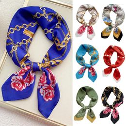 Scarves 70cm Four Seasons Hair Scarf Lady Wrist Wrap Shawls Satin Silk Decoration Headband Ribbon Neckerchief Bands Headscarf