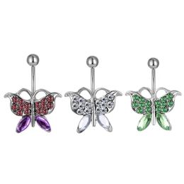 Navel & Bell Button Rings D0208 Butterfly Belly Navel Stud Mix Colors Drop Delivery Jewelry Body Jewelry Dhhta