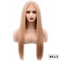 Lace Wigs 613 Headwear Real Hair Women's Full Headwear Long Straight Hair Centre Split Front Lace Wig