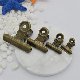 4 Size Retro Round Metal Grip Clips Bronze Bulldog Clip Metal Ticket Paper Clip For Tags Bags Office Wholesale bb0407