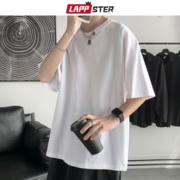 Mens TShirts LAPPSTER Oversized Y2k Graphic T Shirts Colorfuls 100% Cotton Summer White Classical Tshirts Short Sleeve ONeck Tees Tops 230406