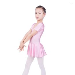 Stage Wear Arrival Short Sleeved Spandex Gymnastics Leotard For Girls Ballet Dance Latin Dress Clothing Kids 3 Colours