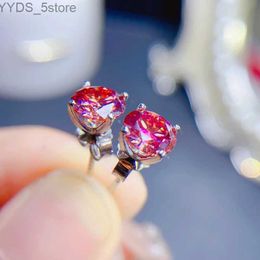 Stud Watermelon red moissanite Ear Studs Very classic style good color. 925 pure silver. Gra black card waist code YQ231107