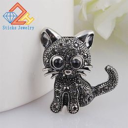 Modern Brooches Cute Little Cat Brooches Pin Up Jewelry For Women Suit Hats Clips Antique Silver Corsages261E