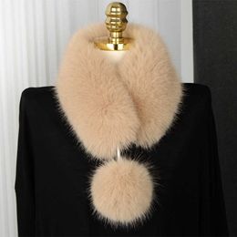 Fox Hair Scarf for Women in Winter Thickened Double Sided Versatile Simple Style Neck Protection Imitation Fur Rex Rabbit Hair Neck Ball Neck 231015