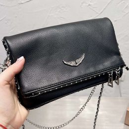Briefcases Zadig Voltaire ZV Chains Bags Designer Wings Diamond-ironing Woman Bag Women Shoulder Bag Rivet Purse Leather Cross Body Chain Handbags
