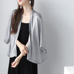 Women's Jackets Kimono Cardigan Women Summer Shrug Feminino White Shirt Boho Korean Three Quarter Sleeve Blouse Bohemian Top BlusaWomen's