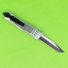 High Quality Silver 7 Inch 616 Mini Automatic Tactical Knife 440C Black + Wire Drawing Blade Zinc-aluminum Alloy Handle EDC Pocket Knives