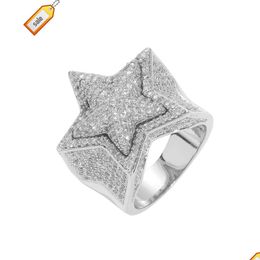 Band Rings Hip-Hop Men Women Fine Jewelry Iced Out Gold Plated 925 Sterling Sier Vvs Moissanite Diamond Star Ring With Gra Certifica Dhtvd