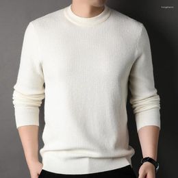 Men's Sweaters MACROSE Casual Long Sleeves Pullover Small Plaid Solid O-Neck Tops Regular Sweatshirts Black And White Colors