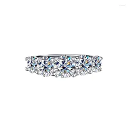 Cluster Rings S925 Silver D Colour Genuine Moissanite Five-Star Sparkling Ring A Women's Simulated Diamond With Platinum Plating