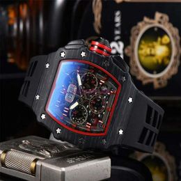 Men Fashion Watches All Dial Work Stainless Steel Quartz Movement Rubber Band Male Sport Wristwatch Gift Clock248N