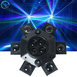 Moving Head Lights New Bee Eye Laser 6 Arms Beam Led RGBW Moving Head Light with DMX Control for Disco Party Christmas Recommened Q231107