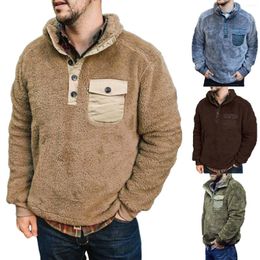 Men's Hoodies Winter Button Coat Lapel Long Sleeve Padded Vintage Sweatshirt Warm Zip Up Men Blank Drawstring