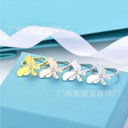 tiffanybead necklace tiffanyjewelry Desginer High Edition t Colorful Butterfly Ring with 18k True Gold Plating on White Copper for Women Steel Seal Letter Personal