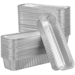 Take Out Containers 125 Pcs Tin Box Oven Grill Pan Takeaway Meal Prep Tray Baking Cup Food Cooking Trays Aluminum Foil