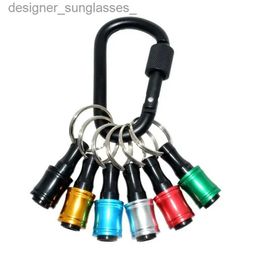 Keychains Lanyards Portable Screwdriver Head Holder 6 Pieces/set 1/4 "hex Head Extension Lever Keychain Quick Replacement of Drill BitL231107