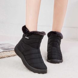 Boots Winter Warm Plush Casual Shoes for Women Plus Size Waterproof Wedges Snow Boots Platform Ankle Boots Women Side Zipper Booties AA230406