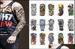 Tattoos Body Art Health Beautywaterproof Temporary Tattoo Sticker Eye Clock Bird Pagoda Fl Arm Large Size Fake Flash Sleeve Tatt6642599