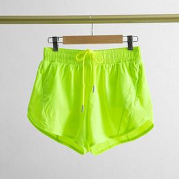 Lu Lu Yoga Biker Shorts Women Mesh Shorts Tennis Female Sport Lemons Trend High Waist Gym Running Fake Two Pants Training Clothes