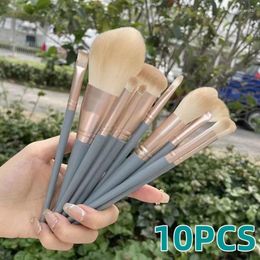 Makeup Brushes 10Pcs Blue Soft Fluffy Set For Cosmetics Foundation Blush Powder Eyeshadow Kabuki Blending Beauty Tool