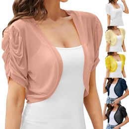 Women's Blouses Women Summer Chiffon Bolero Cardigan Sexy Crop Tops Elegant Wraps Shawls Cover Ups Bridal Wedding Cape Wrap Blouse Blusa