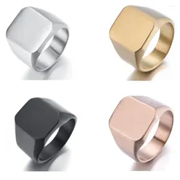 Cluster Rings Titanium Steel Square Jewelry Boys Fashion Stainless Frosted Ring