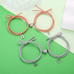 Link Bracelets Simple Rubber Band Rope Love Eacher Key Lock Couple A Pair Of Men And Women Bracelet Jewelry BR1049