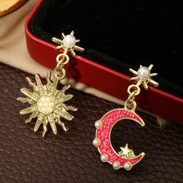 Moon & Star Drop Earrings Asymmetrical Vintage Bohemian Earrings Dangle Pendant Earring Drop Hook Earrings Jewellery for Women