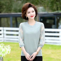 Women's Sweaters Mother's Clothing Spring Bottoming Shirt 2023 Middle-aged Elderly Hollow Thin Solid Top Gauze Sleeve Knitted Small