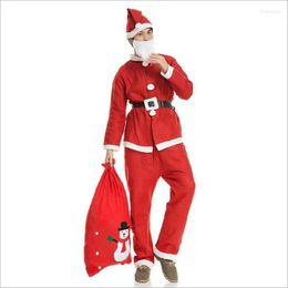 Christmas Decorations 5 Sets Merry Costumes Santa Claus Cosplay Clothes Non-Woven Adult Male Show Performances Party/Birthday Clothing 2023