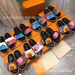 2024 New Summer Pumpkin Thick-Bottom Embroidery Lazy Slippers with Magic Sticker for Outdoors and Casual Wear