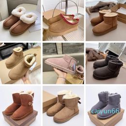 snow boots australian women boot boots bailey dune chestnut winter buckle fur snow Half Knee Short lady shoes