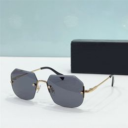 New fashion design pilot sunglasses 217 3-3 rimless metal frame irregular cut lens popular style lightweight and easy to wear outdoor uv400 protection eyewear