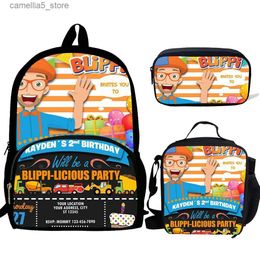 Backpacks 1 Set Blipi Kids School Bags For Teenagers Boys Girls Kids Cartoon Backpack Mochila Student Book Bag Set 3Pcs Child Schoolbag Q231108