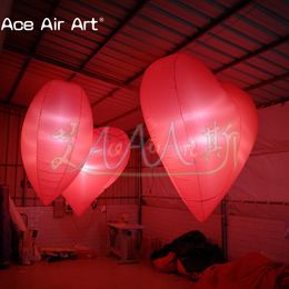 Accept Customised Decoration Inflatable Hearts Advertising Hanging Heart Model with Led Lights for Valentine's Day