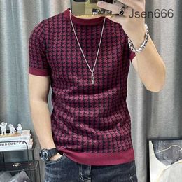 Fendy Shirt 3 Colour Short Sleeve Knitting T-shirt Men Clothes Slim Streetwear Contrast t Shirts for Shirt Tee Homme Social Club Outfits Tshirt Mens I6ZK