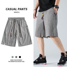 Men s Shorts Summer Cotton Linen Breeches Pants Men Breathable Solid Color Casual Bermudas Beach Short Male Plus Size M 5XL 230407