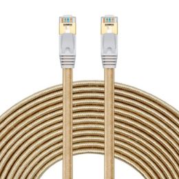 Cat 7 Ethernet Cable, Nylon Braided 1m 5ft 16ft High Speed Professional Gold Plated Plug STP Wires Network Cable