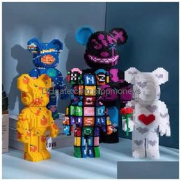 Blocks Blocks Half Anatomy Bear Nano Building Cartoon Colour With Der 3D Model Creative Micro Diamond Bricks Toys For Children Drop De Dh2Ws